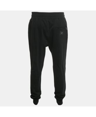 Men's Black Logo Plaque Cotton Sweatpants