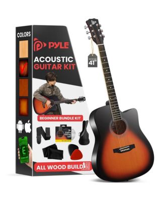 41" Full-Size Acoustic Guitar Kit, Cutaway Body with Digital Tuner, and Accessory Kit, (Sunburst Teardrop