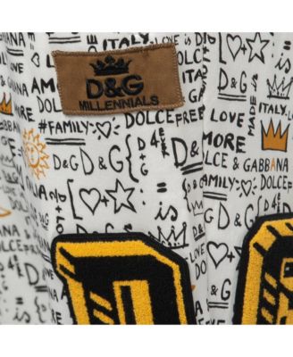 Women's White Printed Cotton Knit Joggers