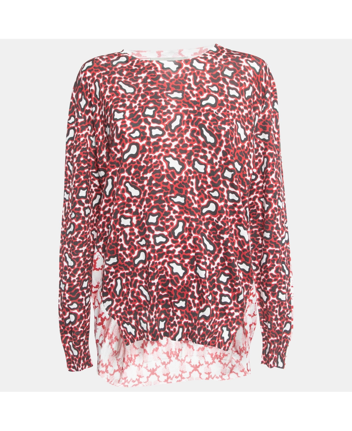 Pre-Owned Stella Mccartney Women's Red Leopard Print Cotton Knit Long Sleeve Top