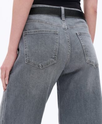 Women's Retro Washed Mid-Rise Wide-Leg Jeans