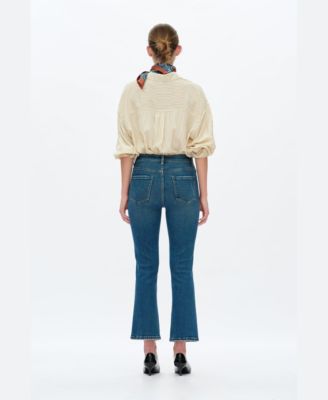 Women's High-Rise Cropped Flare Stretch Denim Jeans