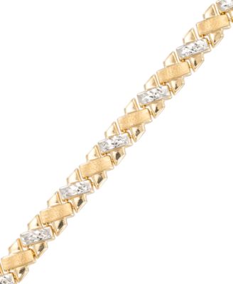 Diamond Cut Bracelet in 18k Two-Tone Gold Over Sterling Silver