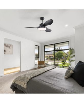 47-inch Modern Black 3 Blades Ceiling Fan with Six-Speed Remote Control and Timing Function and Light Kit