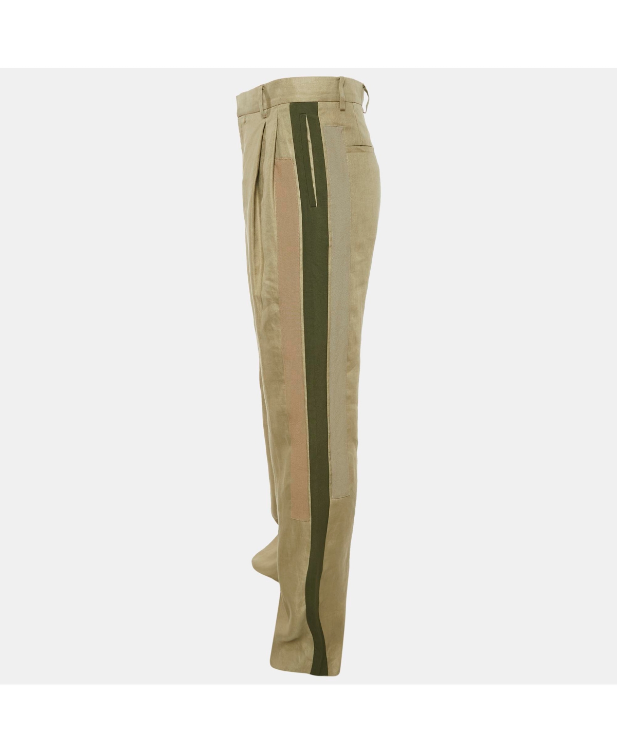 Pre-Owned Givenchy Men's Green Linen Panelled Trousers