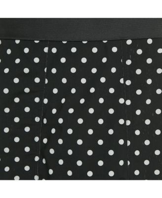 Women's Black Polka Dot Print Mesh Midi Skirt