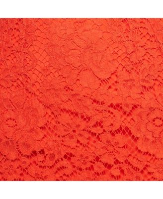 Women's Red Lace Midi Skirt