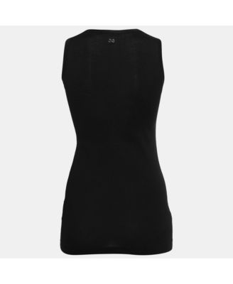 Women's Black Cotton Knit & Satin Trim Tank Top