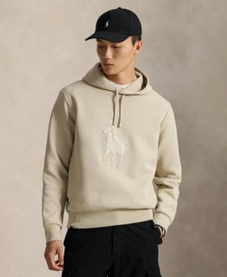 Men's Leather-Pony Double-Knit Hoodie