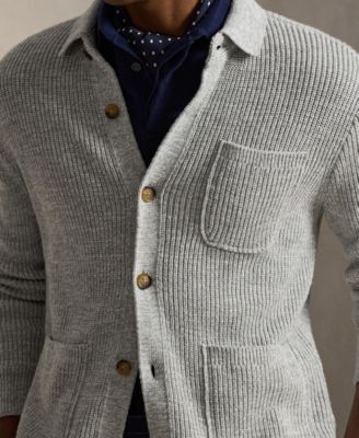 Men's Collared Button-Front Cardigan