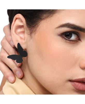 Women's Black  Minimal Butterfly Stud Earrings