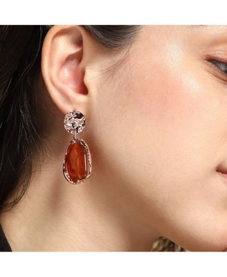 Women's The Hammered-Amber Drop Earrings - Rose Gold