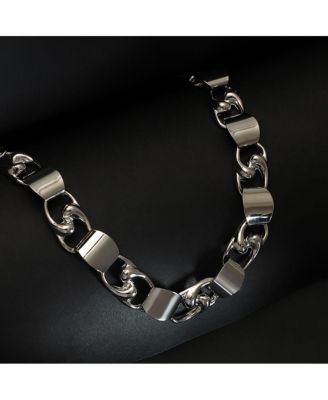 Women's The SwirlBlock-Link Chain Necklace - Metallic Silver