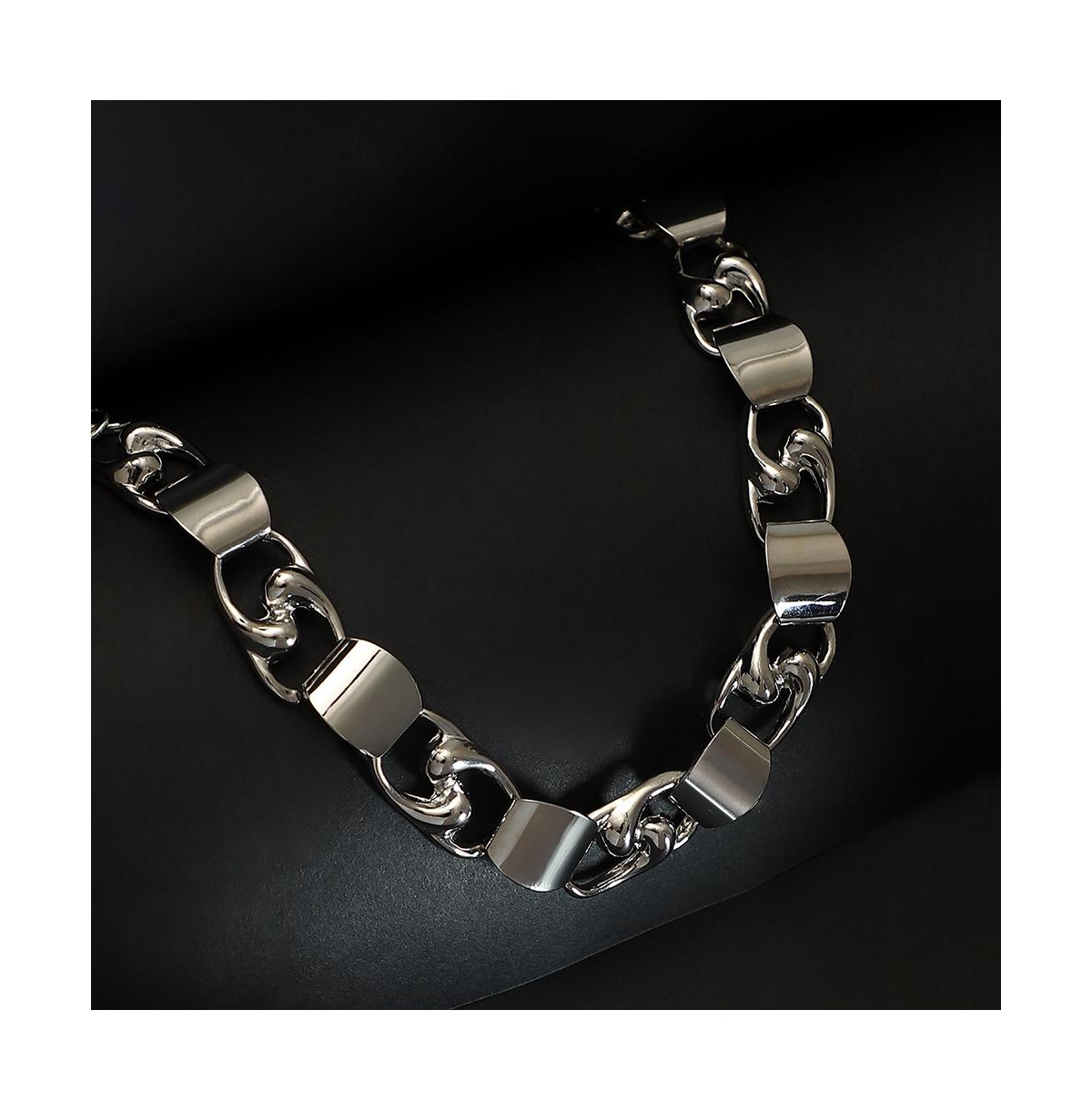 Women's The SwirlBlock-Link Chain Necklace - Metallic Silver