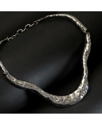 Women's The Hammered-Horn Collar Necklace - Chrome Silver