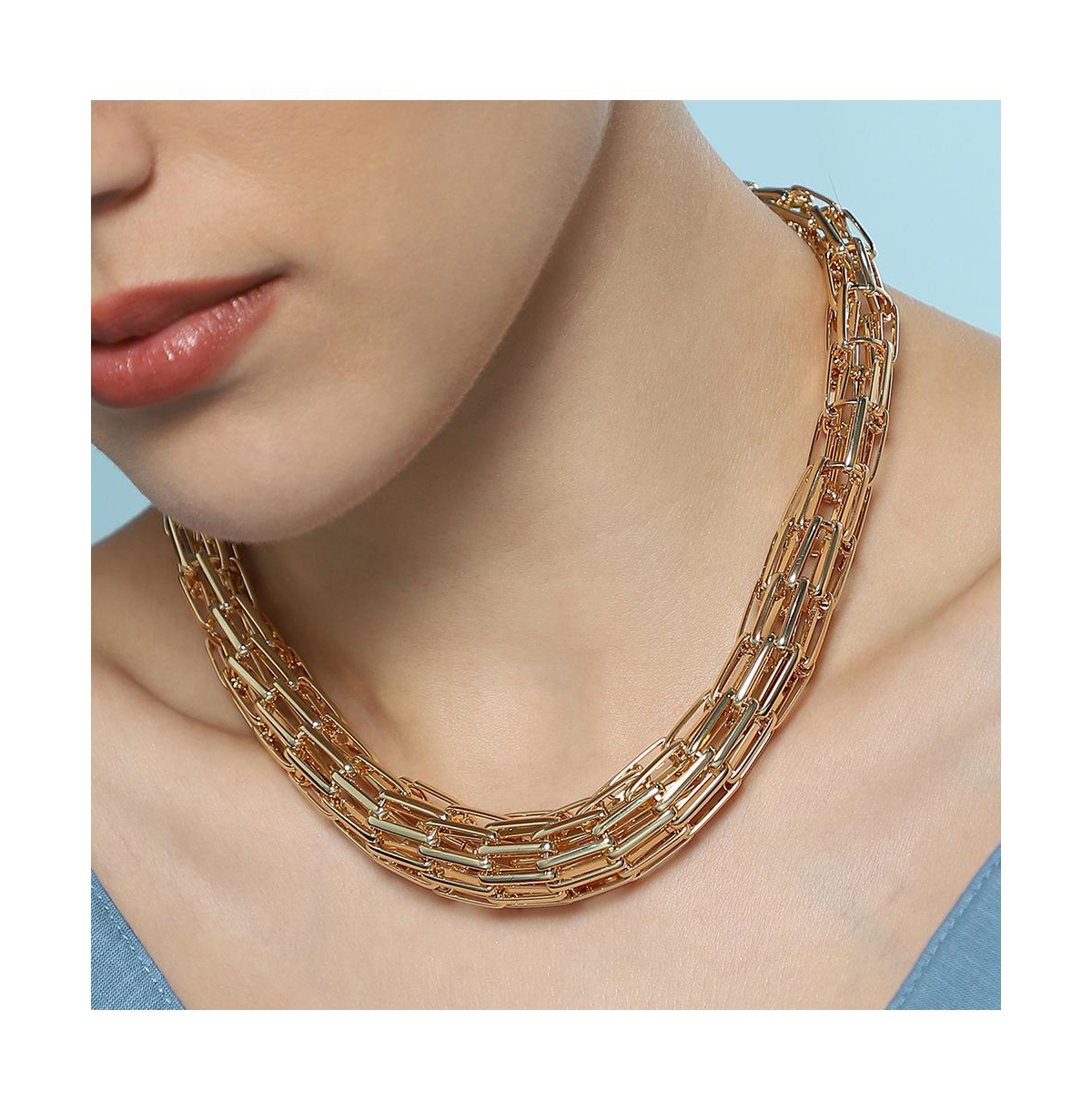 Women's The Braid Pin-Link Chain Necklace - California Gold