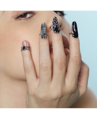 Women's The Enamel-Goliath Nail Rings - Metallic Silver (Set Of 4)
