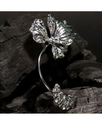 Women's The Withering-Petal Cuff Earrings - Metallic Silver