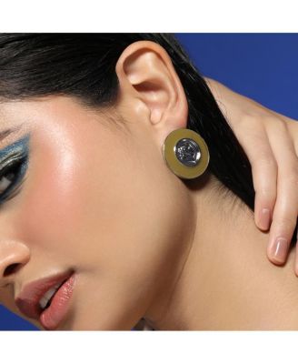 Women's The Enamel-Coin Stud Earrings - Metallic Silver