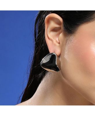 Women's The Enamel-Triad Stud Earrings - Metallic Silver