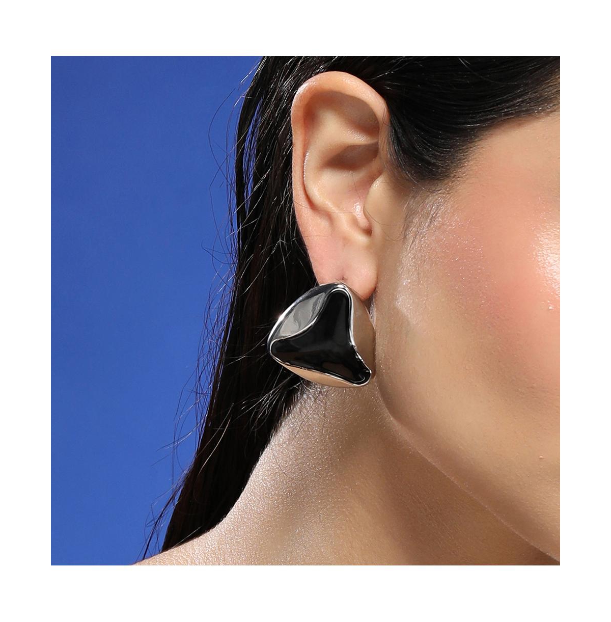 Women's The Enamel-Triad Stud Earrings - Metallic Silver