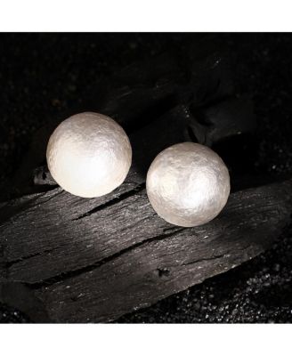 Women's The Celestrial-Orb Stud Earrings - Ivory White & Metallic Silver