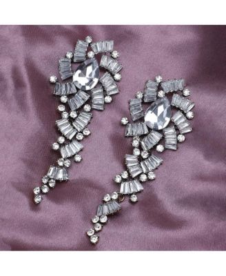 Women's Silver  Embellished Drop Earrings