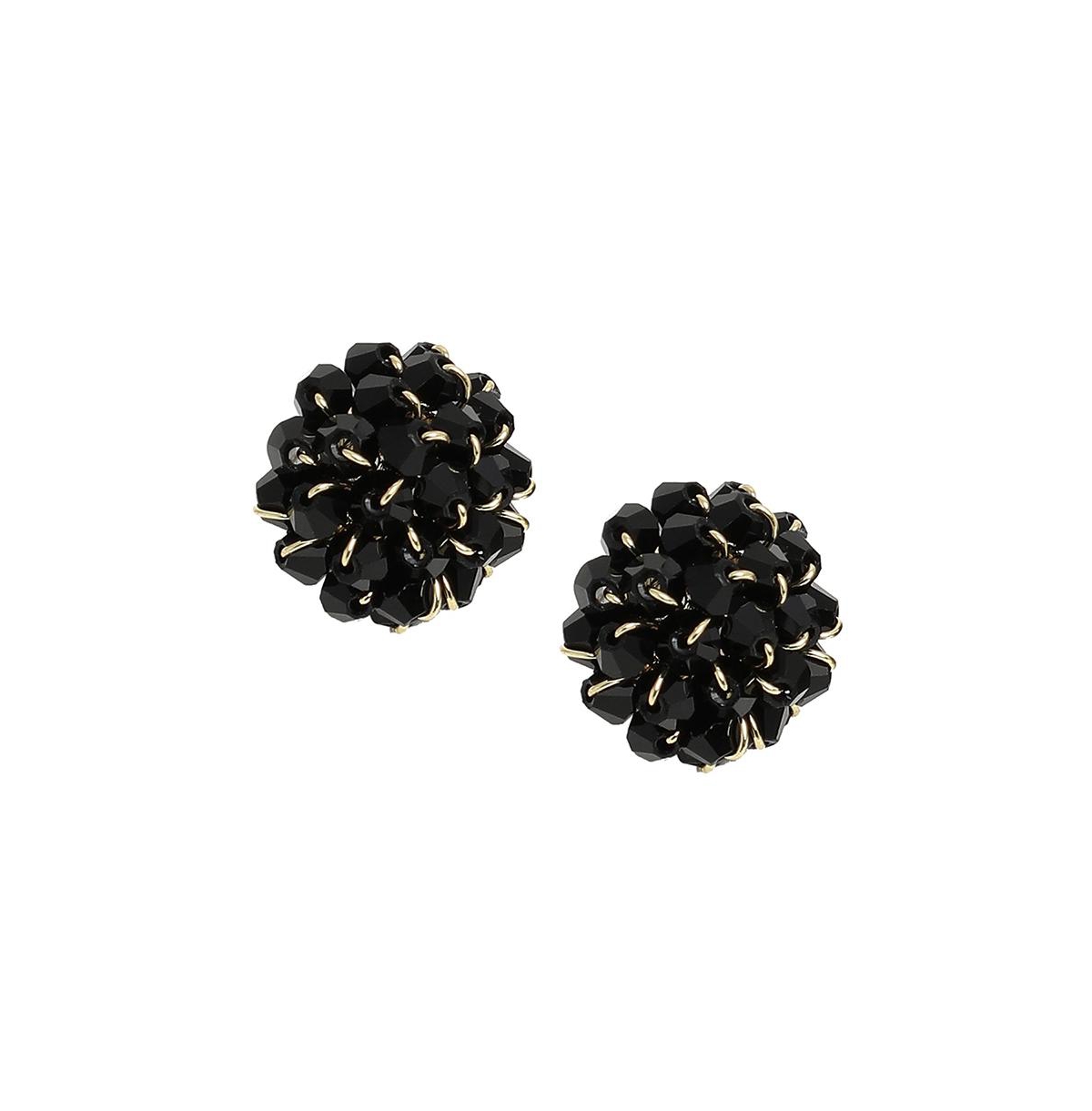 Sohi Women's Gold Dahlia Stud Earrings - Black