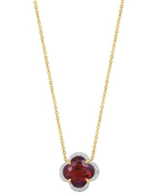 Diamond (1/10 ct. t.w.) & Garnet (1-7/8 ct. t.w.) Pendant Necklace in 14k Rose Gold