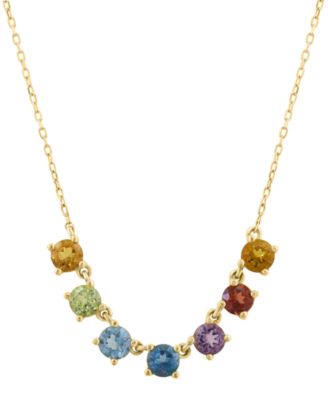 Multi Gemstones Necklace (7/8 ct. t.w.) in 14k Yellow Gold