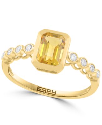 EFFY Collection - Diamond (1/6 ct. t.w.) & Madeira Citrine (1-1/10 ct. t.w.) Ring in 14K Yellow Gold