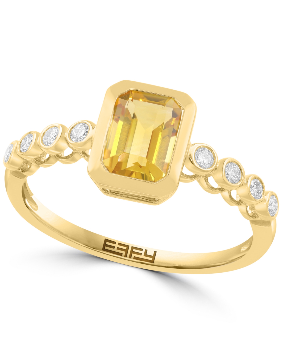 Effy Collection Diamond (1/6 ct. t.w.) & Madeira Citrine (1-1/10 ct. t.w.) Ring in 14k Yellow Gold