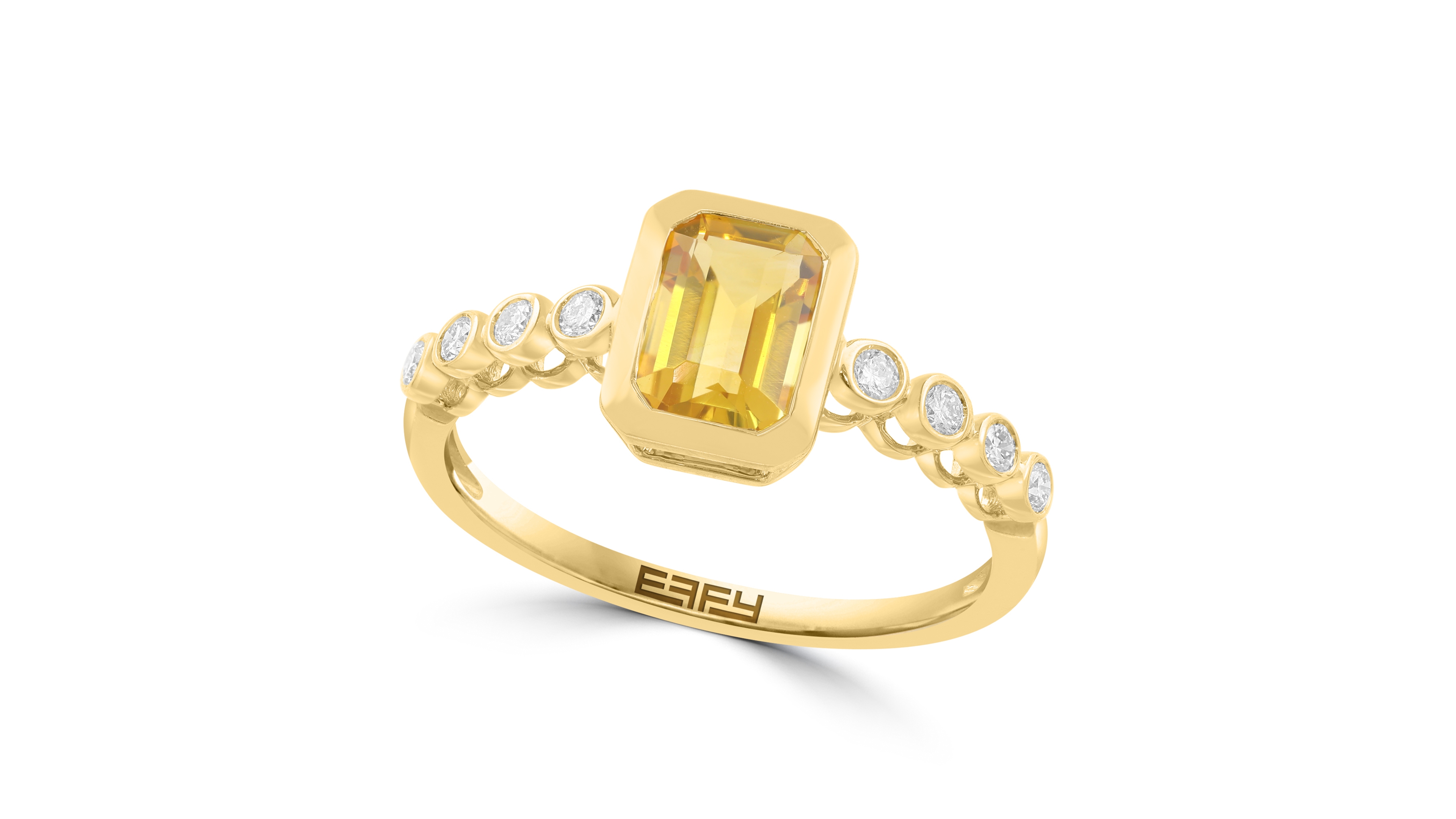Effy Collection Diamond (1/6 ct. t.w.) & Madeira Citrine (1-1/10 ct. t.w.) Ring in 14k Yellow Gold