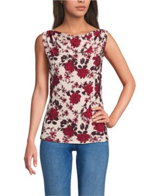 Women's Sleeveless Silky Knit Drape Front Top