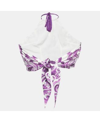 Women's Majolica Print Silk Halter Neck Top