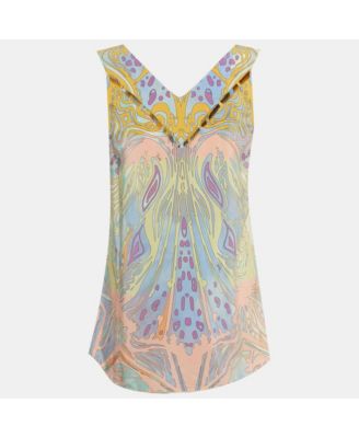 Women's Printed Silk Sleeveless Top