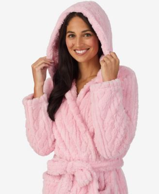 Cuddl Dud Women's Short Long-Sleeve Hooded Wrap Robe