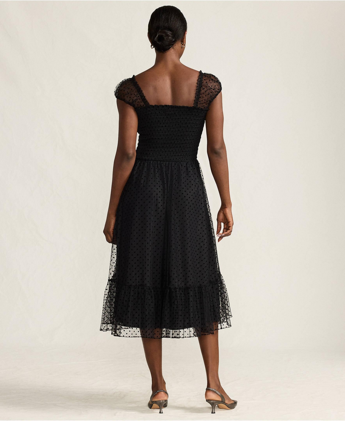 Lands' End Women's Flocked Chiffon Midi Dress