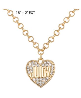 Logo in Heart Pave Necklace - tone