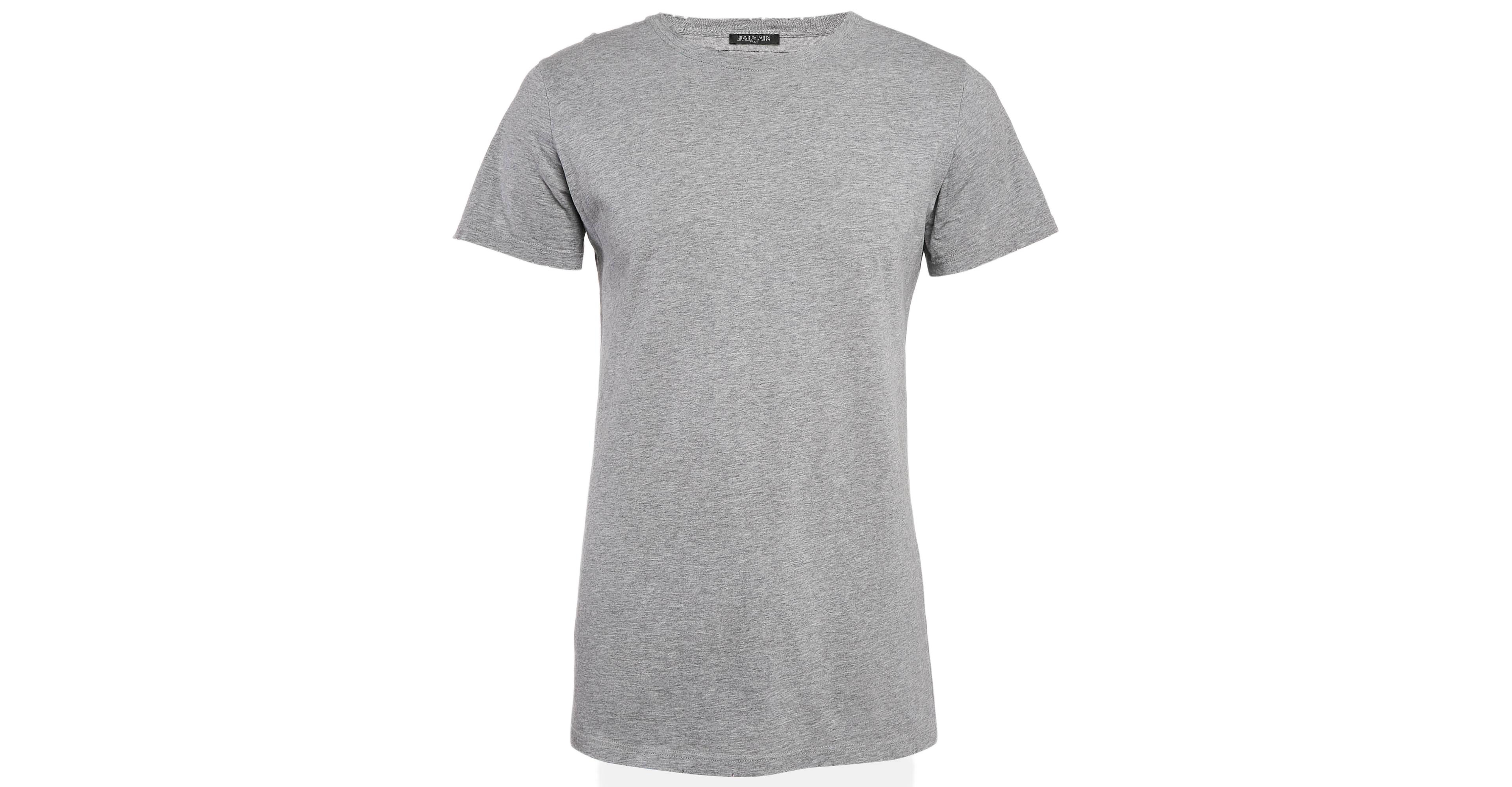 Pre-Owned Balmain Men's Cotton Crew Neck Distressed T-Shirt