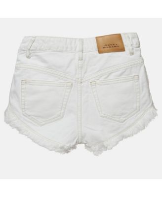 Women's White Denim Raw Edge Eneidao Shorts