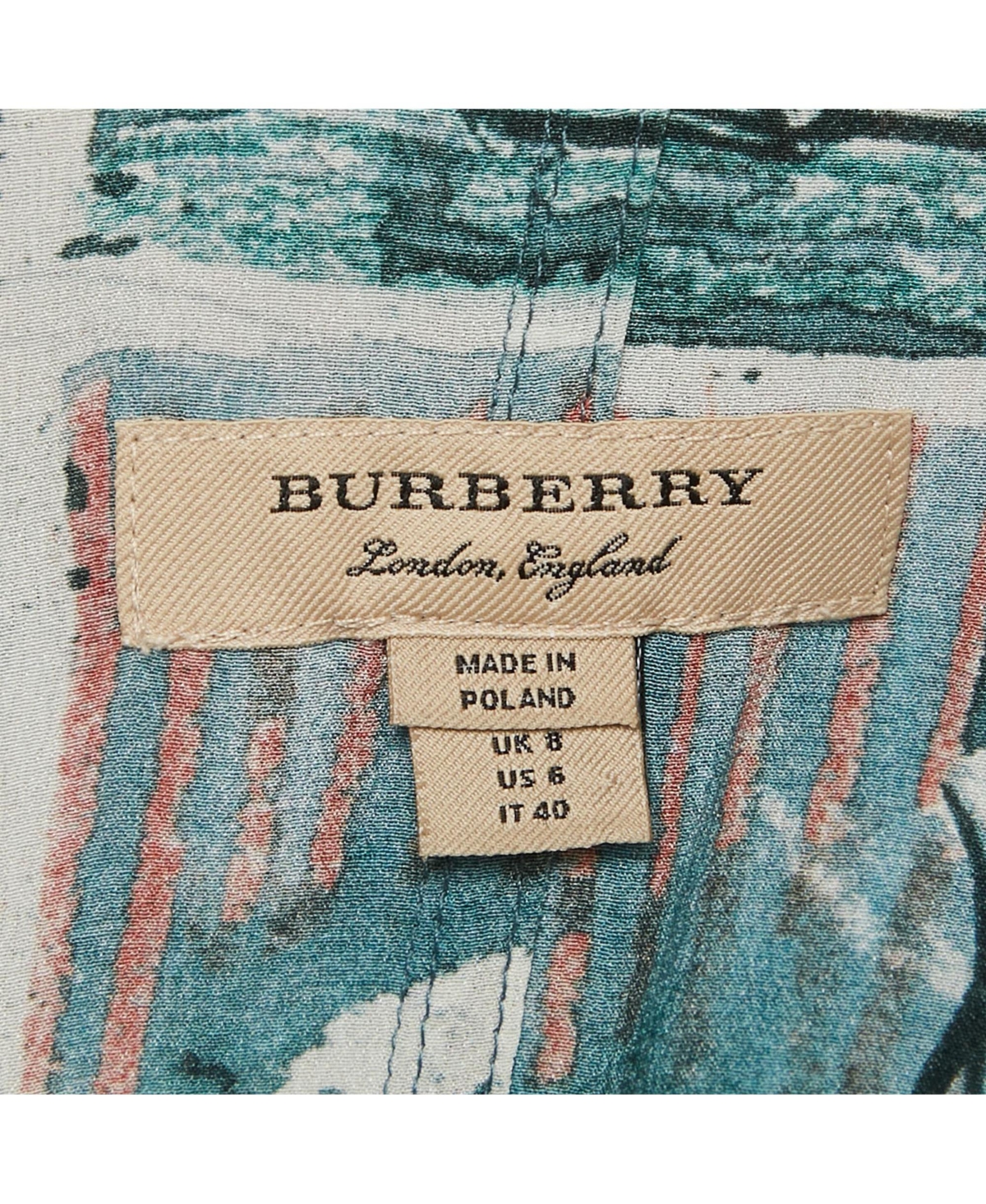 Pre-Owned Burberry Women's Green Reclining Figures Silk Trench Midi Dress