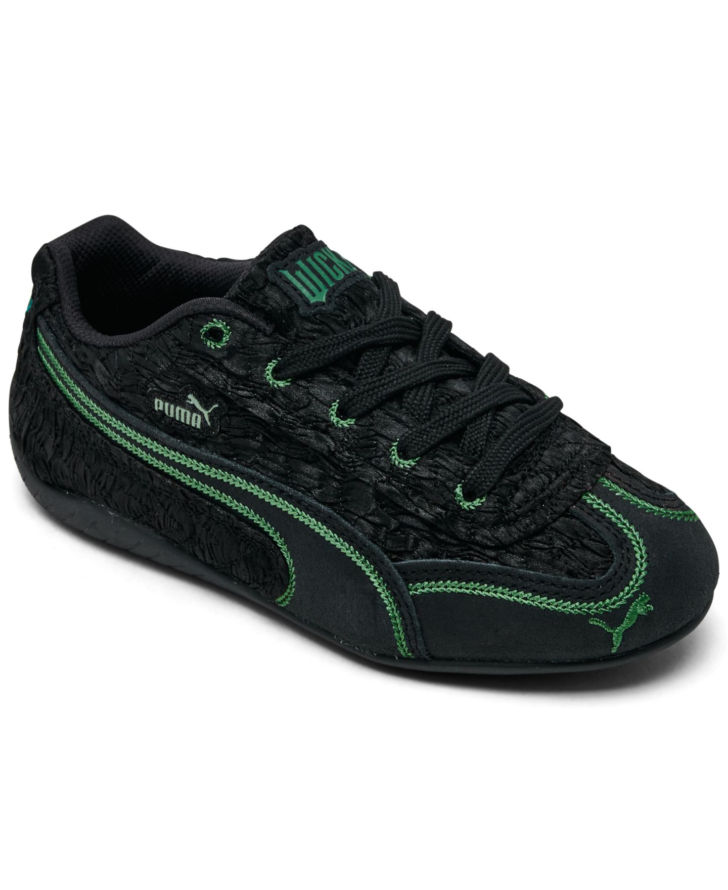 Кроссовки PUMA x Wicked Speed Cat OG 'Elphie' Casual для девочек, цвет: Чёрный / Тёмно-зелёный — фото 1