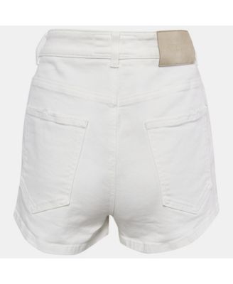Women's White Denim Distress Pocket Detail Shorts