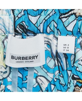 Women's Blue Tawney Print Silk Shorts