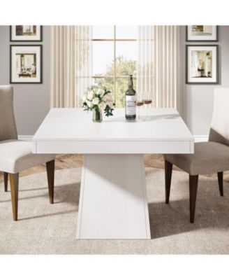 Square Dining Table for 4, 31.5-Inch Small Kitchen Table with Sturdy Pedestal Base, Farmhouse Dinner Table