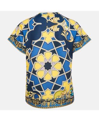 Women's Collection Navy Blue Printed Jersey Neoprene T-Shirt