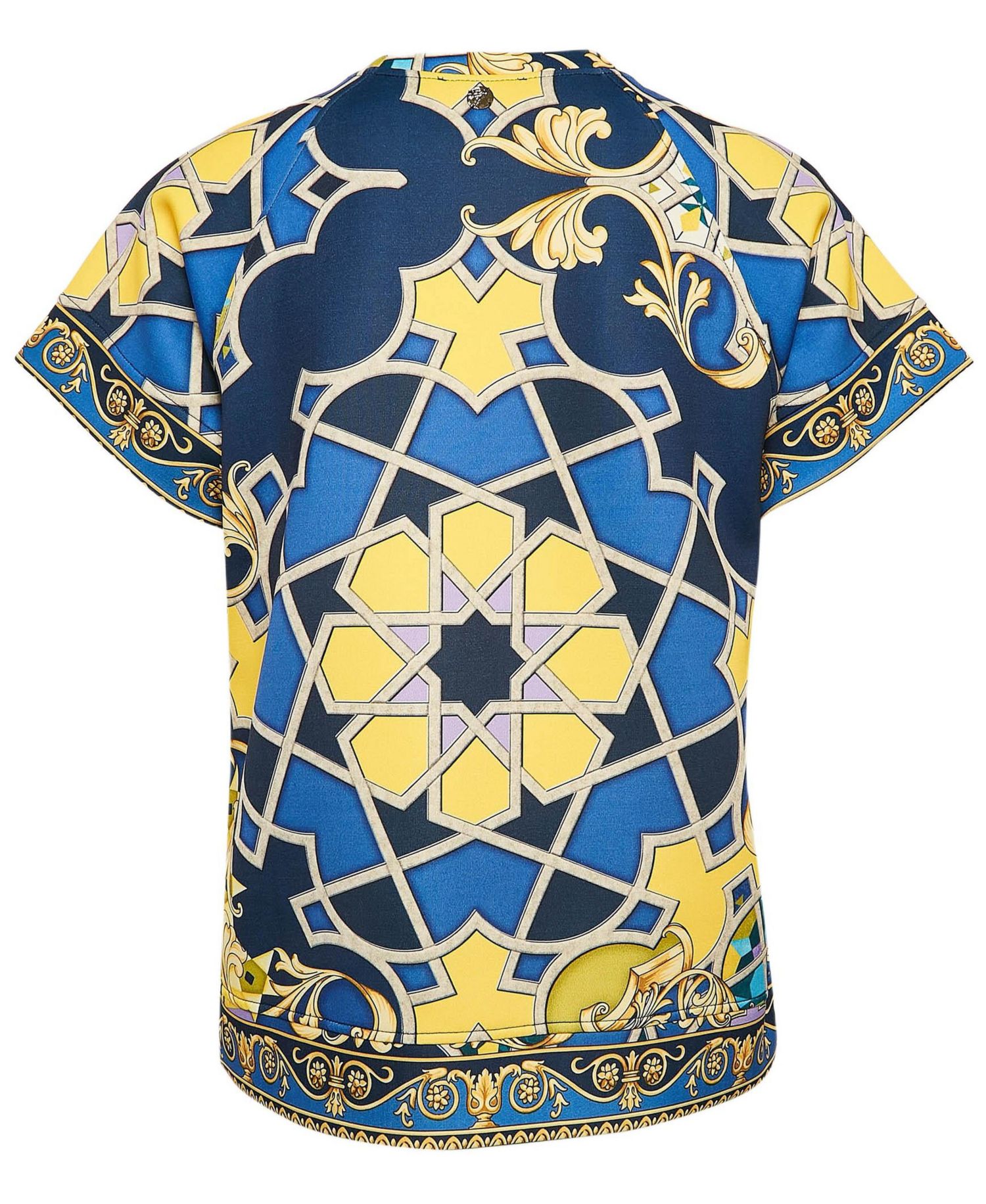 Women's Collection Navy Blue Printed Jersey Neoprene T-Shirt