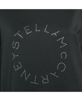 Women's Black Studded Logo Cotton Knit Oversized Sweatshirt