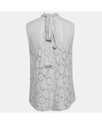 Women's Cream Lace Sleeveless Top